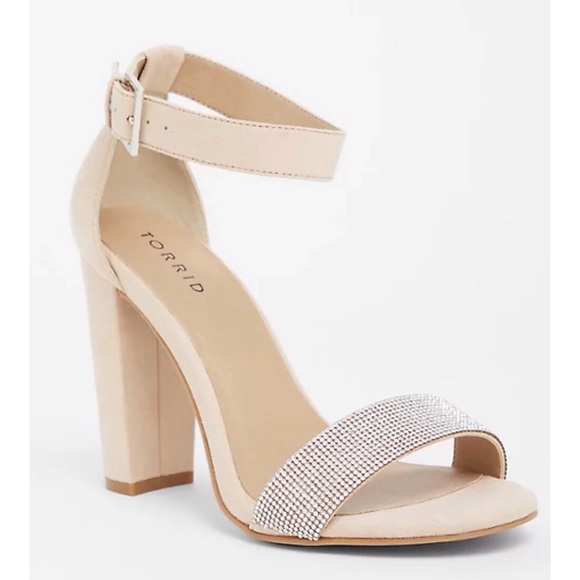 torrid Shoes - Torrid Nude Two Strap Rhinestone Heels Sz 8W